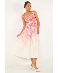 Roman - Petite Floral Waist Stretch Midi Dress - Lyst