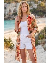 Roman - Abstract Print Button Longline Blouse - Lyst
