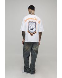 BoohooMAN - Tall Oversized Script Crest Large Scale Print T-Shirt - Lyst