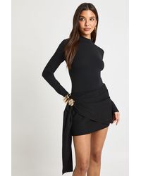 Boohoo - Trim Tailored Draped Mini Skort - Lyst