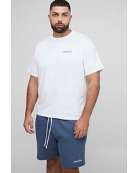 BoohooMAN - Plus Regular Ofcl Embroidered T-Shirt & Relaxed Jersey Short Set - Lyst