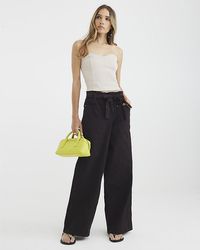 River Island - Wide Leg Jeans Paperbag Belted Cotton - Lyst