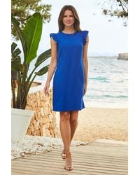 Sosandar - Cobalt Ruffle Shoulder Shift Dress - Lyst