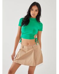 Pink Vanilla - Cut Out Tide Side High Neck Crop Top - Lyst