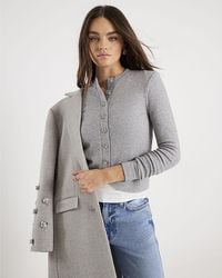 River Island - Top Long Sleeve Curved Hem Cotton - Lyst