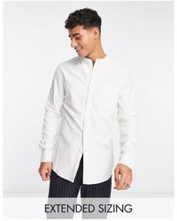 ASOS - Slim Fit Oxford Shirt With Grandad Collar - Lyst
