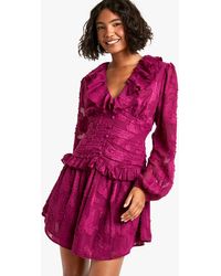 Boohoo - Tall Floral Burnout Ruffle Plunge Ruched Skater Dress - Lyst