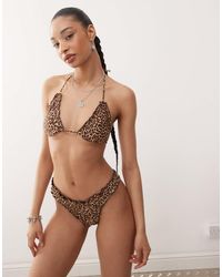 Motel - Pumyla Leopard Print Triangle Bikini Top - Lyst