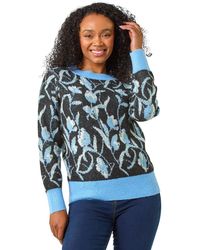 Roman - Petite Floral Jacquard Knit Jumper - Lyst
