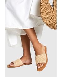 Boohoo - Wide Fit Raffia Mule Sandals - Lyst