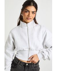 Boohoo - Funnel Neck Cinched Waist Zip Through - Lyst