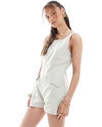 ASOS - Denim Scoop Neck Playsuit With Pocket Detail - Lyst