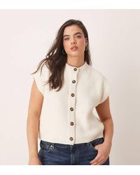 ASOS - Design Boxy Knitted Stitch Waistcoat With Button Detail - Lyst