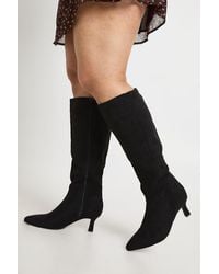 Boohoo - Extra Wide Fit Wider Calf Faux Suede Stiletto Mid Heel Knee High Boots - Lyst