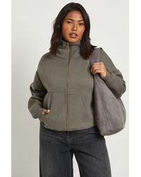 Boohoo - Plus Funnel Neck Zip Up Jacket - Lyst