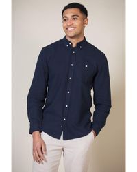 Nines - Linen Blend Long Sleeve Button-Up Shirt With Chest Pocket - Lyst