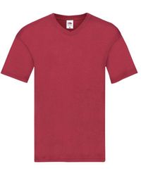 Fruit Of The Loom - Original Plain V Neck T-Shirt (Brick) Cotton - Lyst