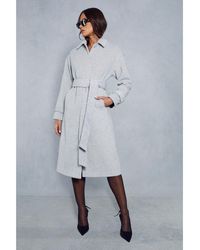 MissPap - Wool Look Belted Midi Trench Coat - Lyst