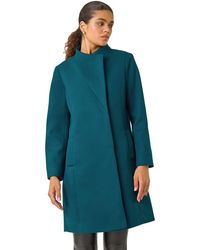 Roman - Tailored Funnel Neck Pocket Detail Coat - Lyst