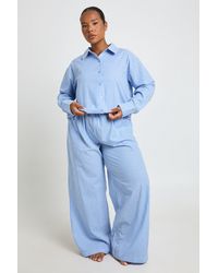 Boohoo - Plus Cotton Pinstripe Pyjama Trousers - Lyst