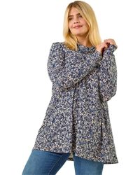 Roman - Curve Spot Print Cowl Neck Top - Lyst