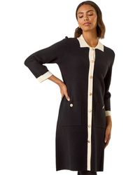 Roman - Contrast Collar Knitted Dress - Lyst