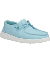 HEYDUDE - Wendy Canvas 100% Katoenen Turquoise Instappers Voor Dames - Lyst