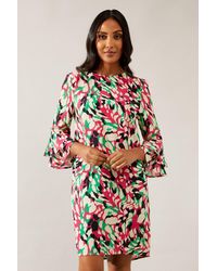Wallis - Petite Abstract Flute Sleeve Shift Dress Viscose - Lyst