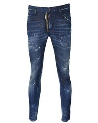 DSquared² - Skater-jeans Met Rits En Verfsplash - Lyst