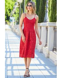 Sosandar - Lace Premium Strappy Fit & Flare Dress - Lyst