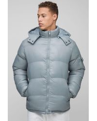BoohooMAN - Tall High Shine Hooded Regular Fit Puffer - Lyst