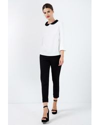 Conquista - Cream Top With Peter Pan Collar - Lyst
