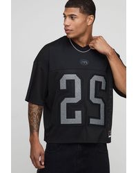 BoohooMAN - Oversized Boxy Mesh Diamante Varsity Hockey Top - Lyst