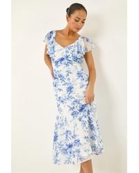 Roman - Petite Floral Print Tiered Midi Dress - Lyst