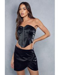 MissPap - Croc Leather Look Wrap Detail Mini Skirt - Lyst
