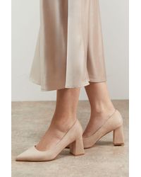 Oasis - Val Faux Suede Pointed High Block Heel Courts - Lyst