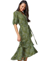 Roman - Ditsy Floral Frill Hem Midi Dress - Lyst