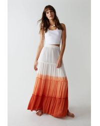 Warehouse - Crinkle Viscose Ombre Tiered Maxi Skirt - Lyst