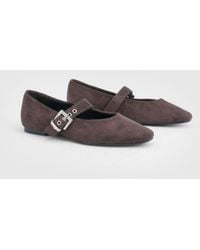 Boohoo - Buckle Detail Mary Jane Ballet Flats - Lyst