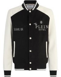 Philipp Plein - Wool & Leather Varsity Bomber Jacket Dragons - Lyst