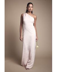 Oasis - One Shoulder Satin Jacquard Bridesmaid Maxi Dress - Lyst