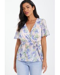 Quiz - Floral Chiffon Peplum Top - Lyst