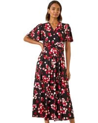 Roman - Spot Print Wrap Midi Dress - Lyst