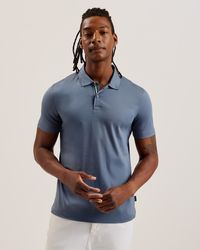 Ted Baker - Zeiter Short Sleeve Slim Soft Touch Polo Colour: Mid, Size: L - Lyst