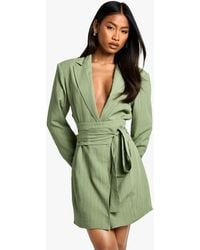 Boohoo - Textured Tailored Belt Detail Blazer Dress - Lyst