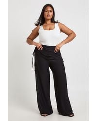 Boohoo - Plus Soft Touch Fold Over Ruched Waist Trouser - Lyst