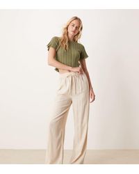 ASOS - Design Linen Look Pull On Trousers - Lyst