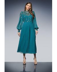 Wallis - Occasion Embellished Pleated Midi Dress - Lyst