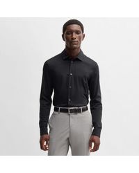 BOSS - H-paver 17 Slim-fit Overhemd In Zwart - Lyst