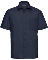 Russell - Collection Short Sleeve Poly-Cotton Easy Care Poplin Shirt (French) - Lyst